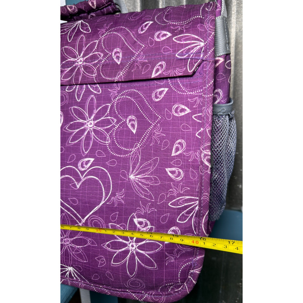 JWorld Thomas Purple Floral Heart Messenger Laptop Bag Crossbody School Commute - Picture 12 of 12
